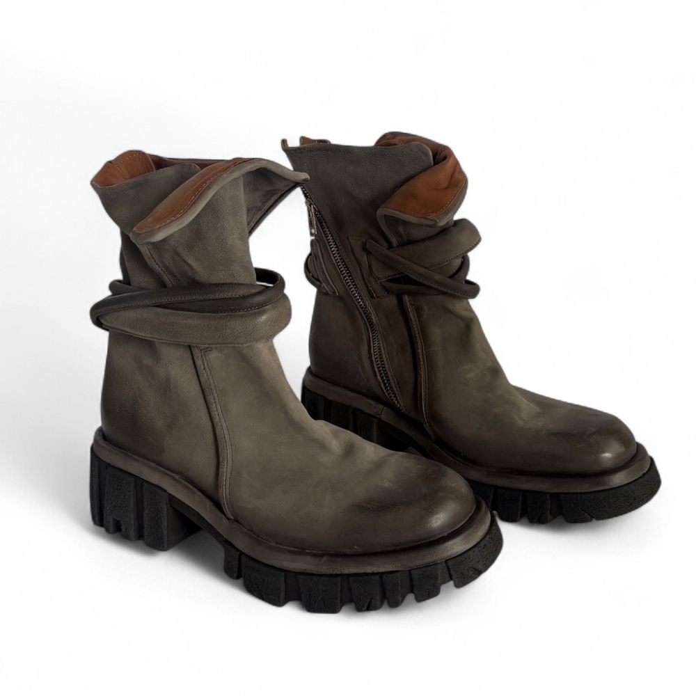 A.S.98 Hersh A82206-301 Womens Smoke Leather Zipper Boots
